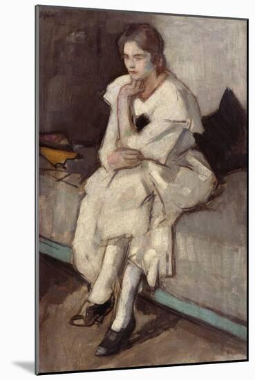 Girl in White Dress (Oil on Canvas)-Samuel John Peploe-Mounted Giclee Print