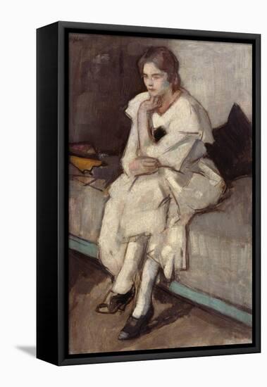 Girl in White Dress (Oil on Canvas)-Samuel John Peploe-Framed Stretched Canvas