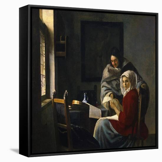 Girl Interrupted at Her Music, c.1658-69-Johannes Vermeer-Framed Stretched Canvas