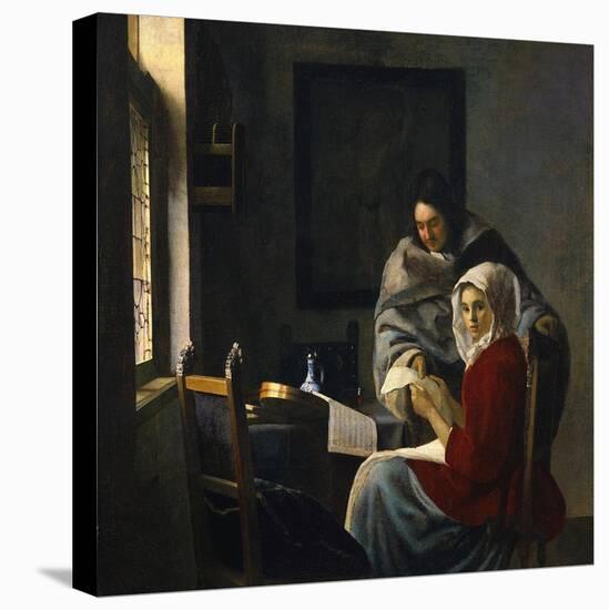 Girl Interrupted at Her Music, c.1658-69-Johannes Vermeer-Stretched Canvas