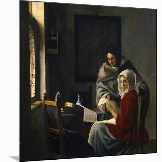 Girl Interrupted at Her Music, c.1658-69-Johannes Vermeer-Mounted Giclee Print