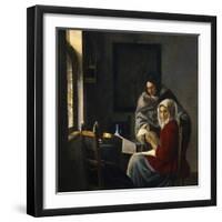 Girl Interrupted at Her Music, c.1658-69-Johannes Vermeer-Framed Giclee Print