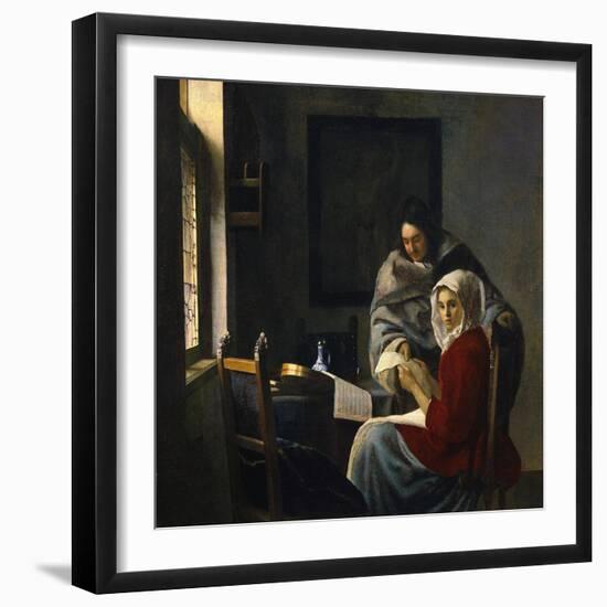 Girl Interrupted at Her Music, c.1658-69-Johannes Vermeer-Framed Giclee Print