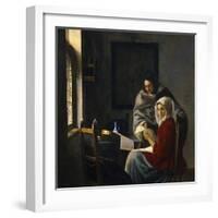 Girl Interrupted at Her Music, c.1658-69-Johannes Vermeer-Framed Giclee Print