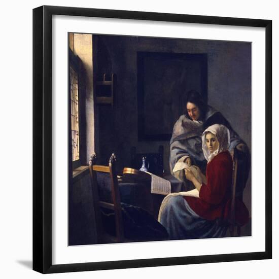 Girl Interrupted at Her Music, C. 1660-Johannes Vermeer-Framed Giclee Print