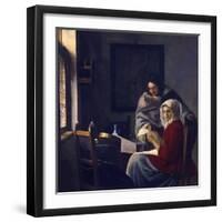 Girl Interrupted at Her Music, C. 1660-Johannes Vermeer-Framed Giclee Print