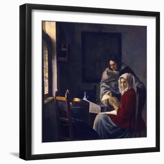 Girl Interrupted at Her Music, C. 1660-Johannes Vermeer-Framed Giclee Print