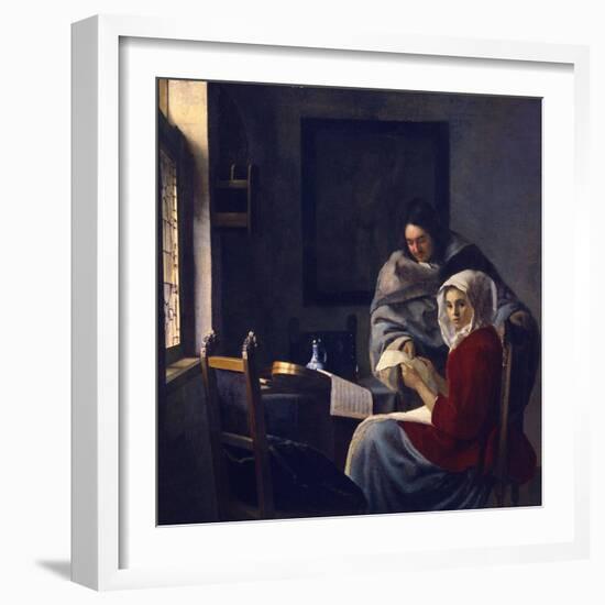 Girl Interrupted at Her Music, C. 1660-Johannes Vermeer-Framed Giclee Print