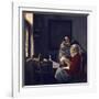 Girl Interrupted at Her Music, C. 1660-Johannes Vermeer-Framed Giclee Print