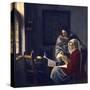 Girl Interrupted in Her Music-Johannes Vermeer-Stretched Canvas