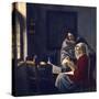 Girl Interrupted in Her Music-Johannes Vermeer-Stretched Canvas