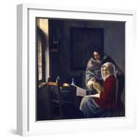 Girl Interrupted in Her Music-Johannes Vermeer-Framed Giclee Print