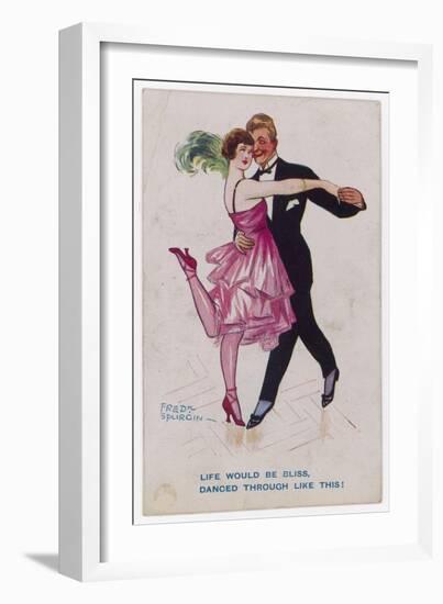 Girl Kicks up Her Heel as She Dances Cheek-To-Cheek-Frederick Spurgeon-Framed Art Print