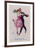 Girl Kicks up Her Heel as She Dances Cheek-To-Cheek-Frederick Spurgeon-Framed Art Print