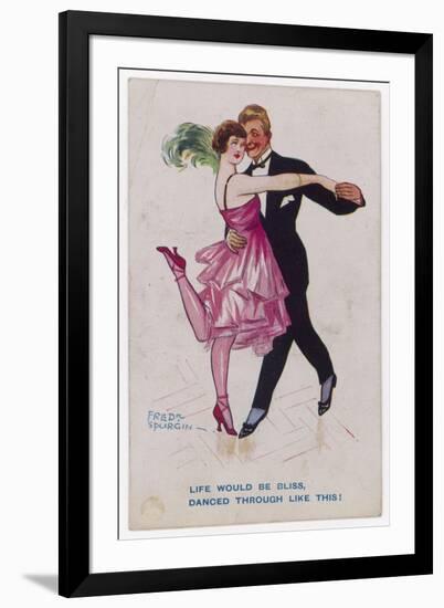 Girl Kicks up Her Heel as She Dances Cheek-To-Cheek-Frederick Spurgeon-Framed Art Print