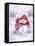 Girl Kissing Snowman-MAKIKO-Framed Stretched Canvas