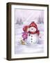 Girl Kissing Snowman-MAKIKO-Framed Giclee Print