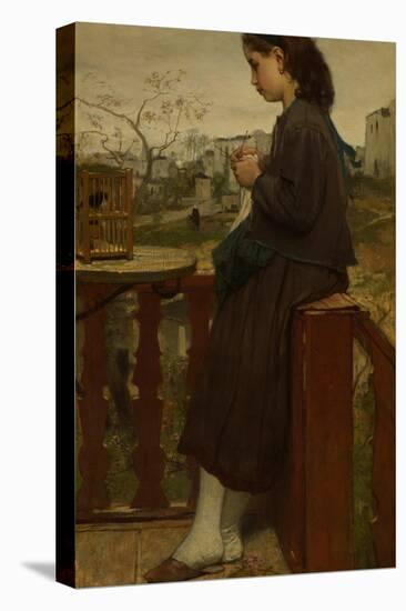 Girl Knitting on a Balcony, Montmartre, 1869-Jacob Maris-Stretched Canvas