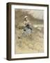 Girl Knitting-Bernardus Johannes Blommers-Framed Art Print