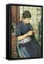 Girl Knitting-Walter Langley-Framed Stretched Canvas