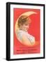 Girl Leaning on Moon-null-Framed Art Print