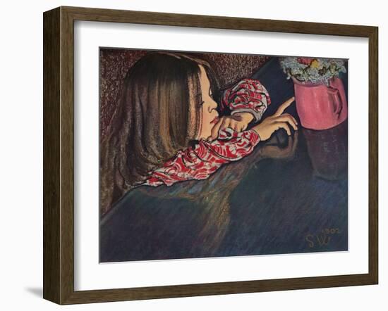 'Girl Looking at Flower Vase', 1902-Stanislaw Wyspianski-Framed Giclee Print