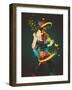 Girl Making Soap Bubbles,Rainbow and Abstract Background-gudron-Framed Art Print