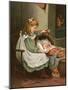 Girl Minds Baby C1900-William E Evans-Mounted Art Print