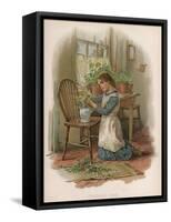 Girl, Mother's Posy 1887-Harriett M Bennett-Framed Stretched Canvas
