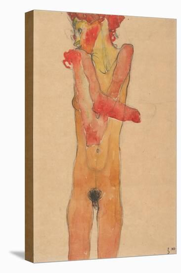 Girl nude with folded arms, 1910-Egon Schiele-Stretched Canvas