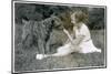 Girl Offering Her Dog a Lollipop-null-Mounted Photographic Print