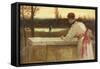 Girl on a Balcony Watching a Couple by a Lake-Philip Richard Morris-Framed Stretched Canvas