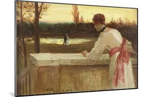 Girl on a Balcony Watching a Couple by a Lake-Philip Richard Morris-Mounted Giclee Print