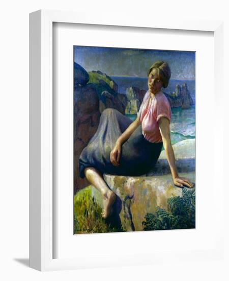 Girl on a Cliff, 1926-Harold Harvey-Framed Giclee Print