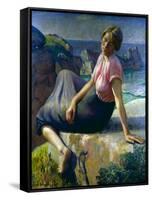 Girl on a Cliff, 1926-Harold Harvey-Framed Stretched Canvas