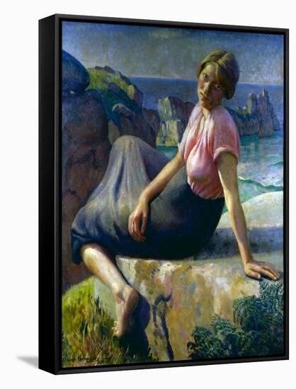 Girl on a Cliff, 1926-Harold Harvey-Framed Stretched Canvas