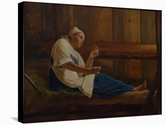 Girl on a Hay Mattress-Alexei Gavrilovich Venetsianov-Stretched Canvas
