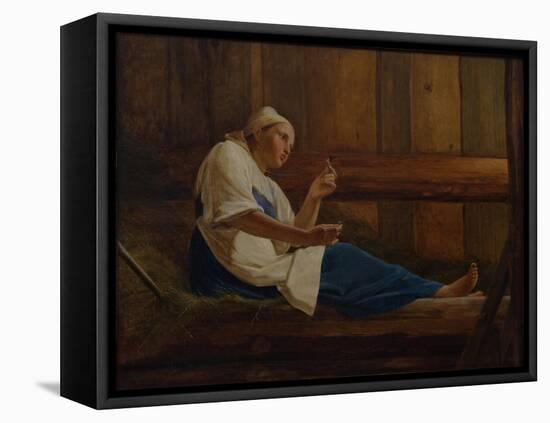 Girl on a Hay Mattress-Alexei Gavrilovich Venetsianov-Framed Stretched Canvas