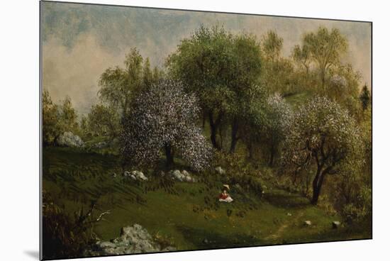 Girl on a Hillside, Apple Blossoms, 1874-Martin Johnson Heade-Mounted Giclee Print
