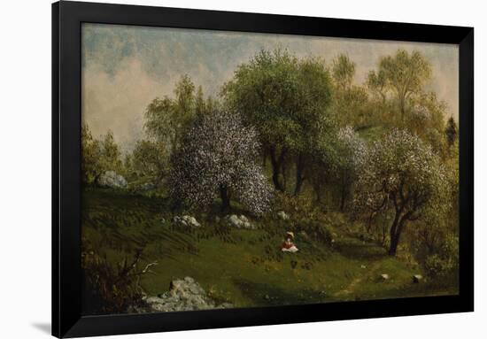 Girl on a Hillside, Apple Blossoms, 1874-Martin Johnson Heade-Framed Giclee Print