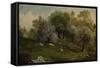 Girl on a Hillside, Apple Blossoms, 1874-Martin Johnson Heade-Framed Stretched Canvas