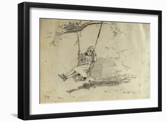Girl on a Swing, 1879-Alfred Thompson Bricher-Framed Giclee Print