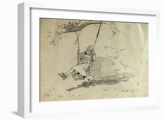 Girl on a Swing, 1879-Alfred Thompson Bricher-Framed Giclee Print