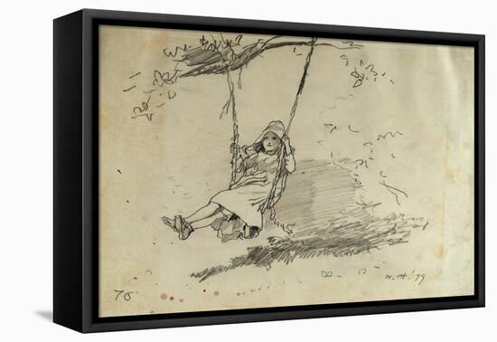 Girl on a Swing, 1879-Alfred Thompson Bricher-Framed Stretched Canvas