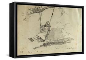 Girl on a Swing, 1879-Alfred Thompson Bricher-Framed Stretched Canvas