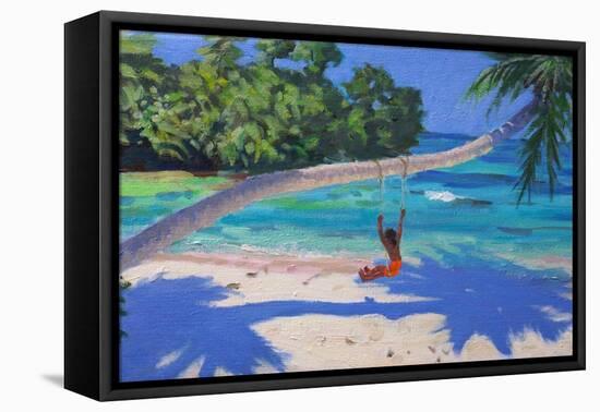 Girl on a Swing, Seychelles, 2015-Andrew Macara-Framed Stretched Canvas