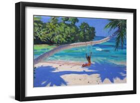 Girl on a Swing, Seychelles, 2015-Andrew Macara-Framed Giclee Print