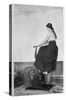 Girl on an Exercise Bike in the Gymnasium of the Titanic-null-Stretched Canvas