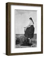 Girl on an Exercise Bike in the Gymnasium of the Titanic-null-Framed Photographic Print