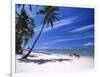 Girl on Beach with Coconut Palm Trees, Tambua Sands Resort, Coral Coast, Fiji-David Wall-Framed Photographic Print